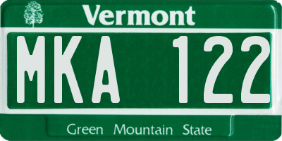 VT license plate MKA122