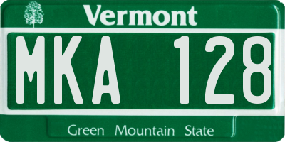 VT license plate MKA128