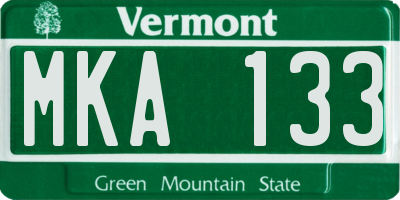 VT license plate MKA133