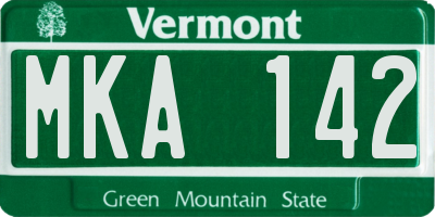 VT license plate MKA142