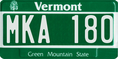 VT license plate MKA180