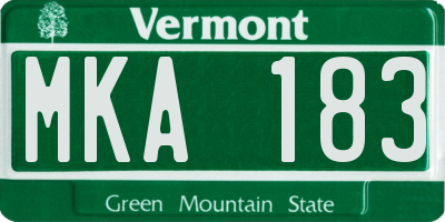 VT license plate MKA183