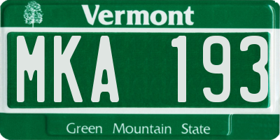 VT license plate MKA193