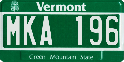 VT license plate MKA196