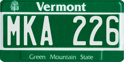 VT license plate MKA226