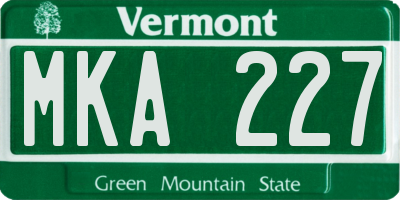 VT license plate MKA227