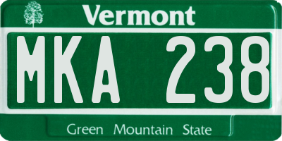 VT license plate MKA238
