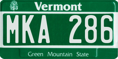 VT license plate MKA286