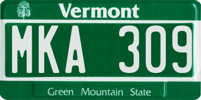 VT license plate MKA309