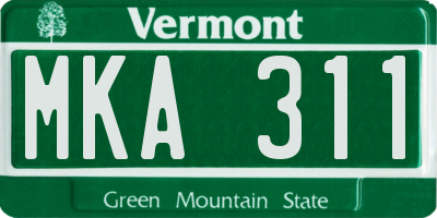 VT license plate MKA311