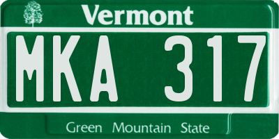 VT license plate MKA317