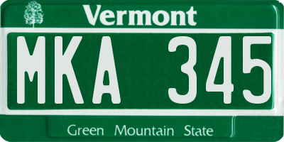 VT license plate MKA345