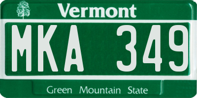 VT license plate MKA349