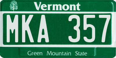 VT license plate MKA357