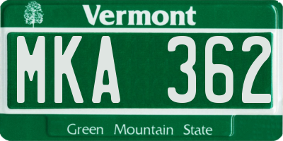 VT license plate MKA362