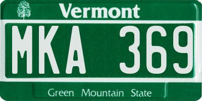 VT license plate MKA369