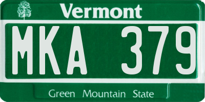VT license plate MKA379