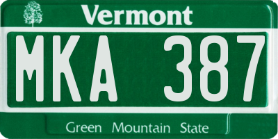 VT license plate MKA387