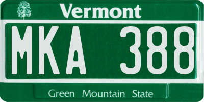 VT license plate MKA388