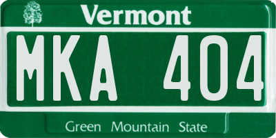 VT license plate MKA404