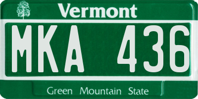 VT license plate MKA436