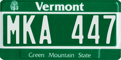 VT license plate MKA447