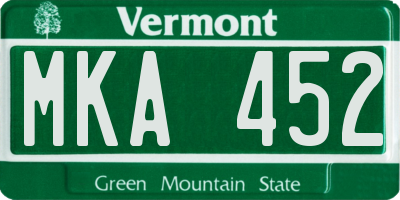 VT license plate MKA452