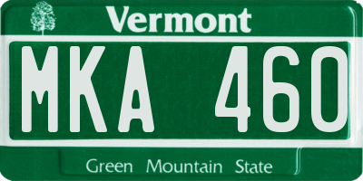 VT license plate MKA460
