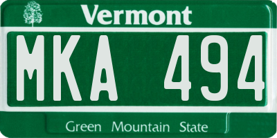 VT license plate MKA494