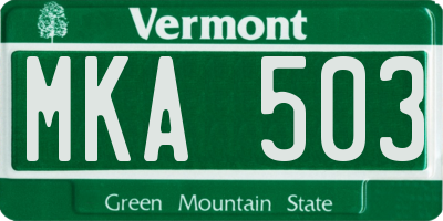 VT license plate MKA503