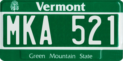 VT license plate MKA521
