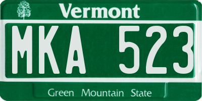 VT license plate MKA523