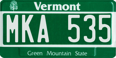 VT license plate MKA535