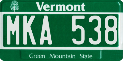 VT license plate MKA538