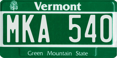 VT license plate MKA540