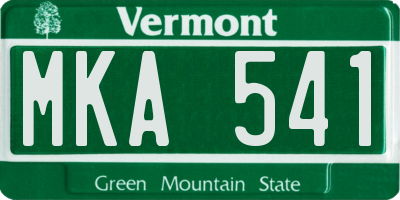 VT license plate MKA541