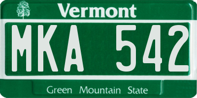 VT license plate MKA542