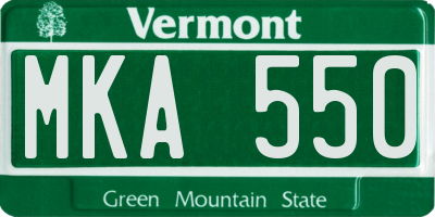 VT license plate MKA550