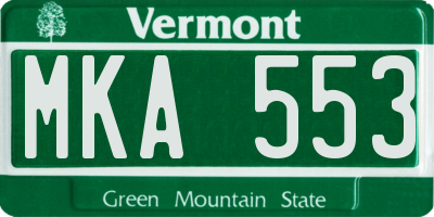VT license plate MKA553