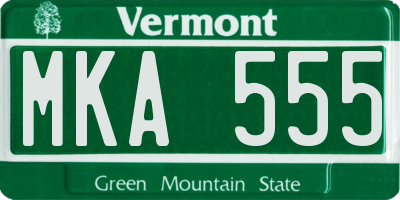 VT license plate MKA555
