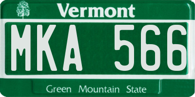 VT license plate MKA566