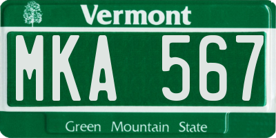 VT license plate MKA567