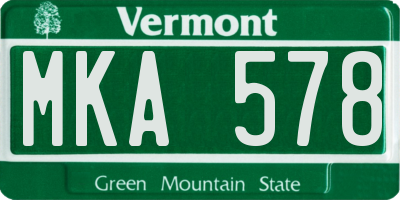 VT license plate MKA578