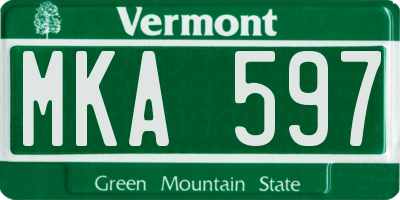 VT license plate MKA597