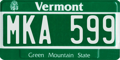 VT license plate MKA599