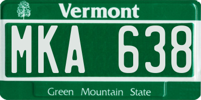VT license plate MKA638