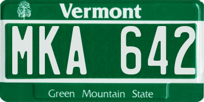 VT license plate MKA642