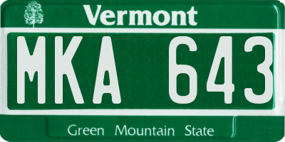 VT license plate MKA643