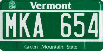VT license plate MKA654
