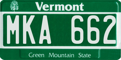 VT license plate MKA662